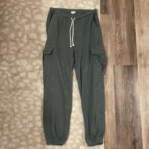 Aerie green cargo jogger and button down top matching set